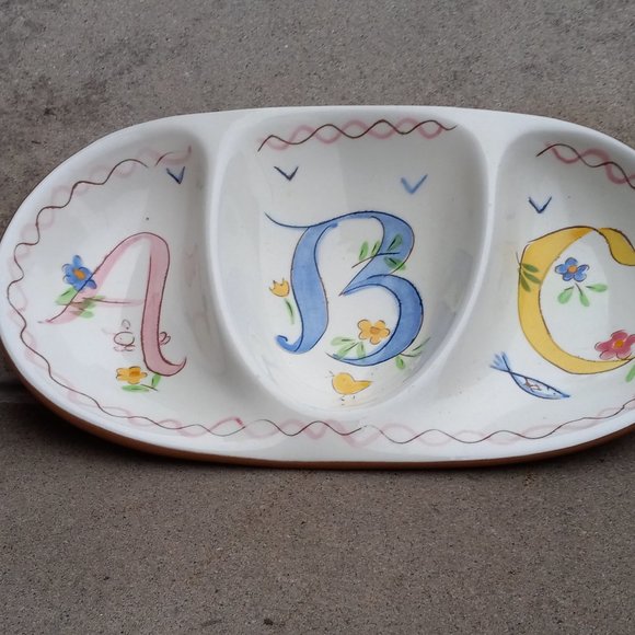 Stangl Pottery 3 Section Divided Child's Dish ABC Kiddieware MCM Redware - Picture 2 of 9